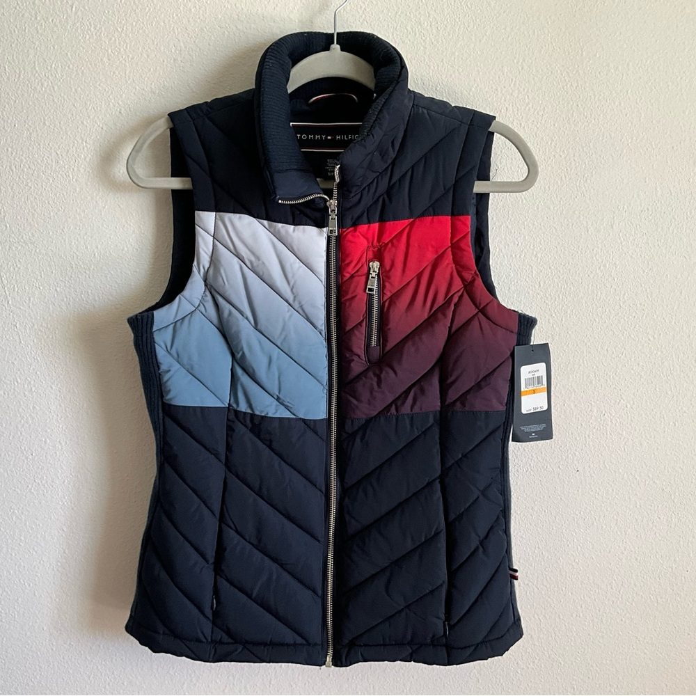 Tommy Hilfiger Women's Quilted Vest - Navy, Red, Blue Small